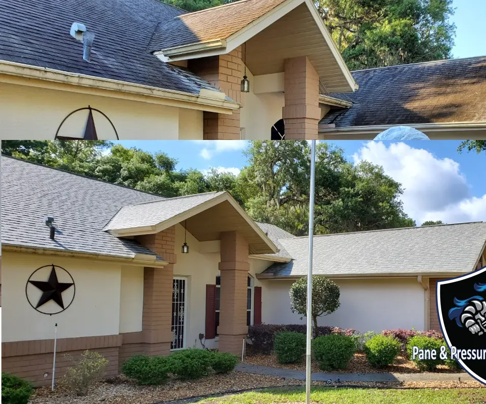 Shingle roof cleaning removing black streaks Sugarmill Woods